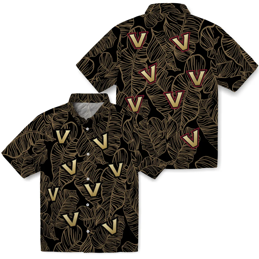 Vanderbilt Commodores Hawaiian Shirt - Leaf Outline vanderbilt commodores leaf outline black hawaiian shirts high quality