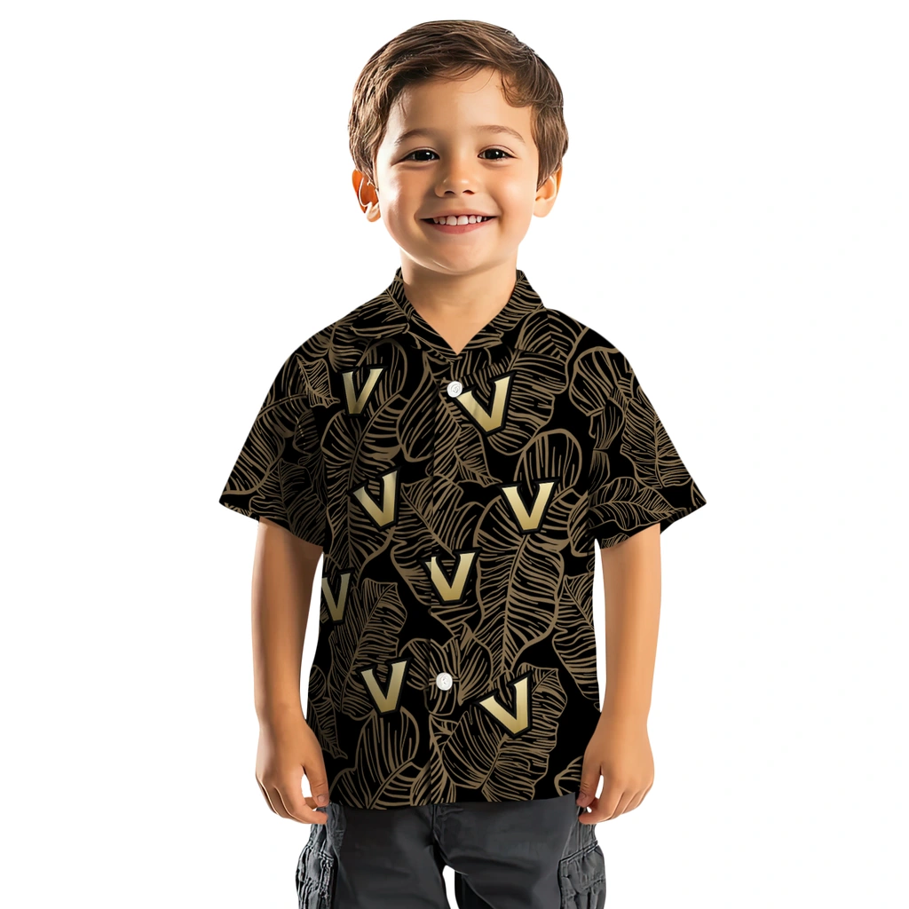 Vanderbilt Commodores Hawaiian Shirt - Leaf Outline vanderbilt commodores leaf outline black hawaiian shirts top rated