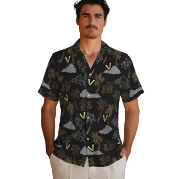 vanderbilt commodores palm and clouds black hawaiian shirts fashion forward