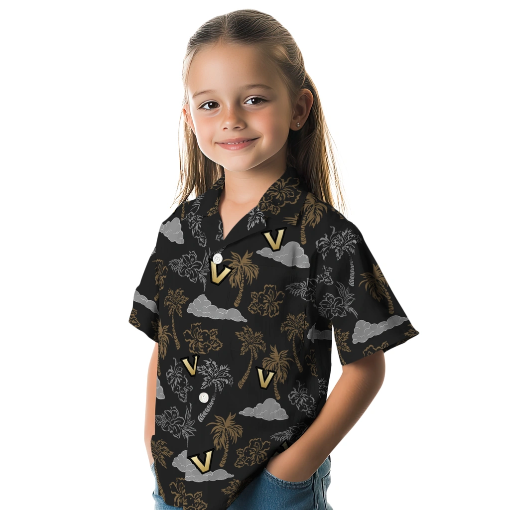 Vanderbilt Commodores Hawaiian Shirt - Palm And Clouds vanderbilt commodores palm and clouds black hawaiian shirts premium grade