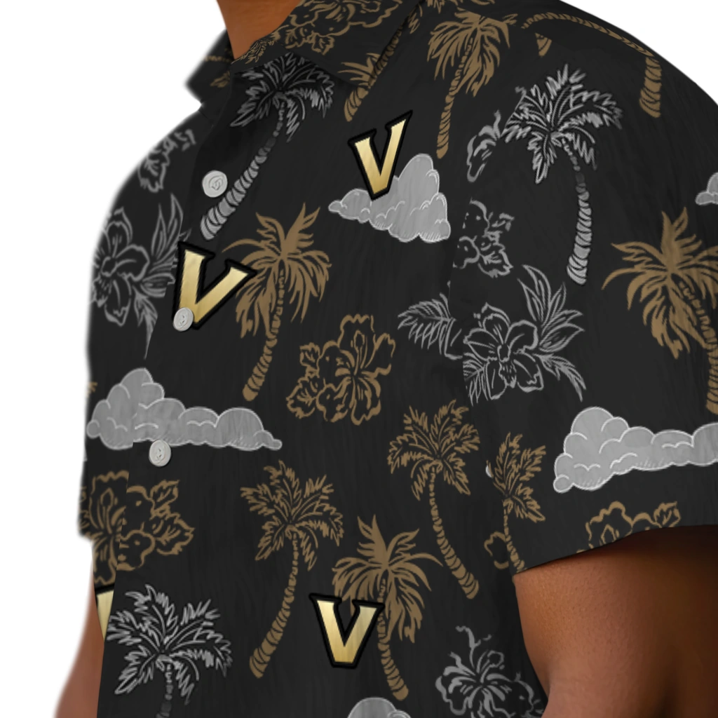 Vanderbilt Commodores Hawaiian Shirt - Palm And Clouds vanderbilt commodores palm and clouds black hawaiian shirts trendy
