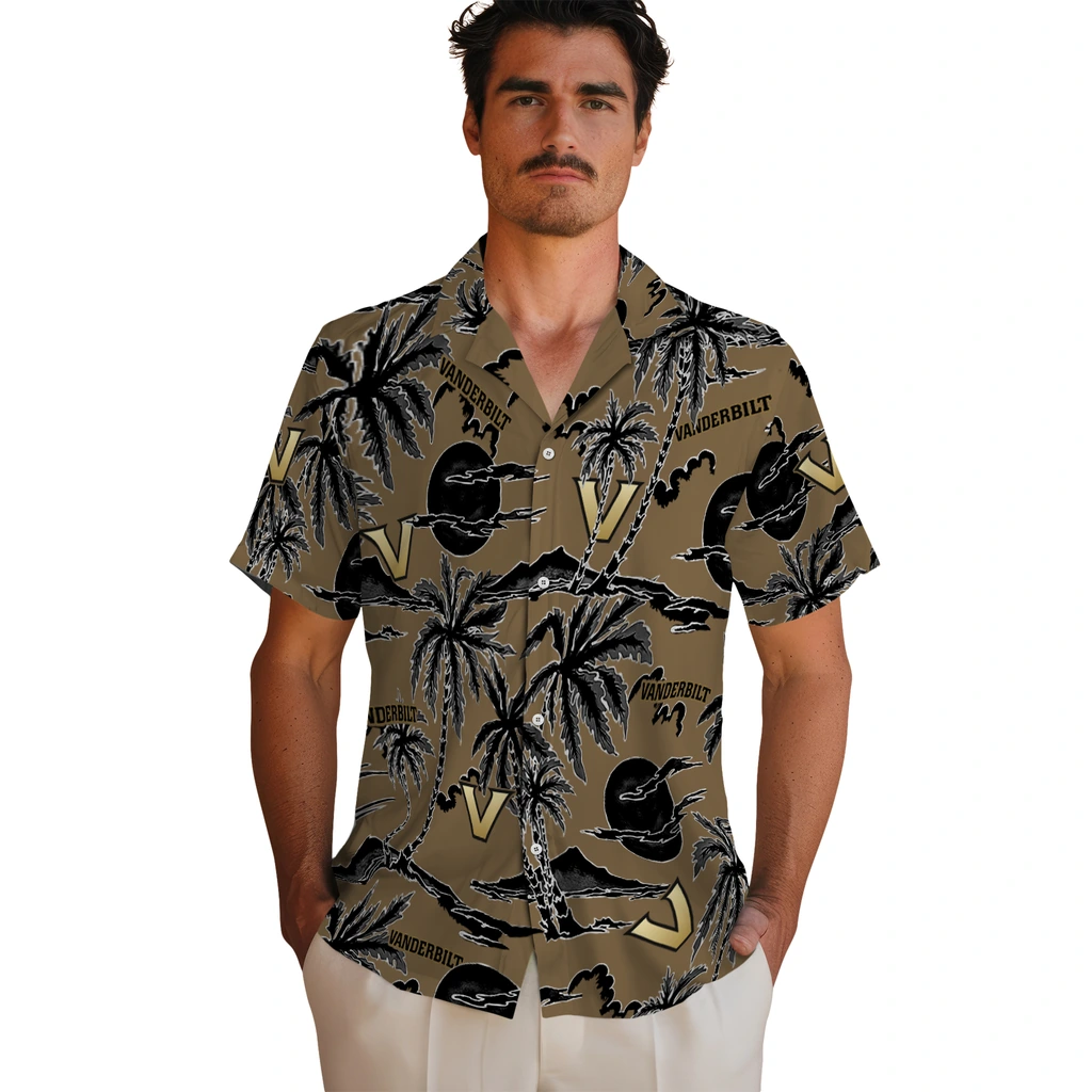 Vanderbilt Commodores Hawaiian Shirt - Palm Sunset vanderbilt commodores palm sunset hawaiian shirts fashion forward