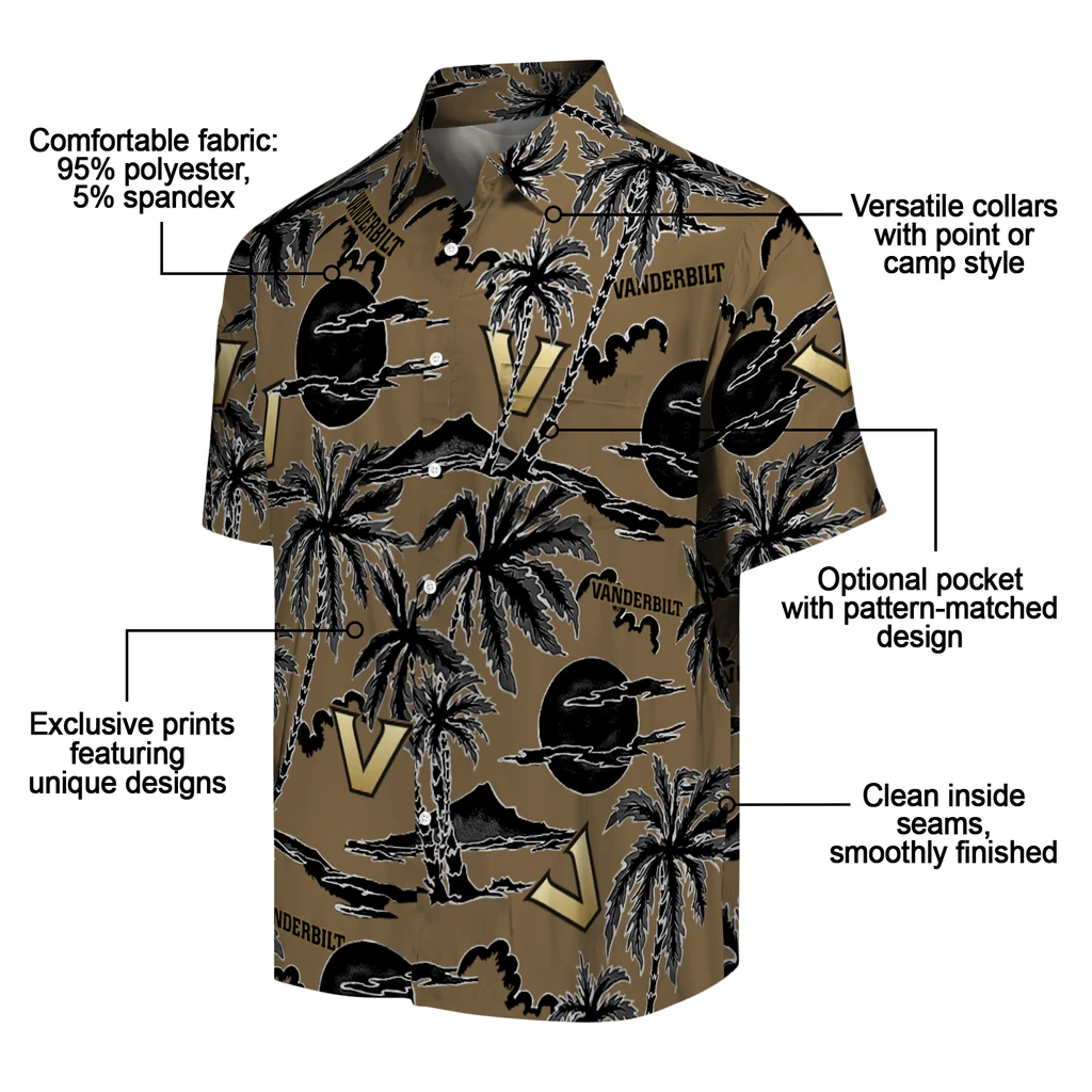 Vanderbilt Commodores Hawaiian Shirt - Palm Sunset vanderbilt commodores palm sunset hawaiian shirts new arrival