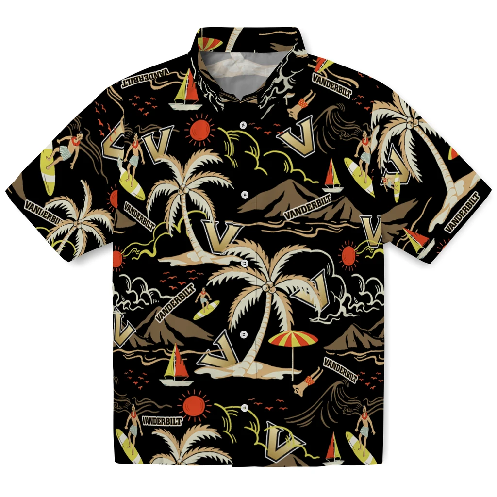 Vanderbilt Commodores Hawaiian Shirt - Palm Tree Island vanderbilt commodores palm tree island black hawaiian shirts best selling