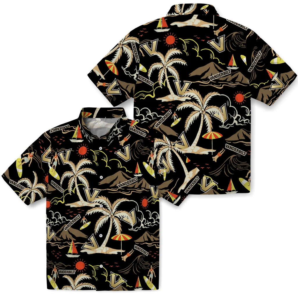 Vanderbilt Commodores Hawaiian Shirt - Palm Tree Island vanderbilt commodores palm tree island black hawaiian shirts high quality