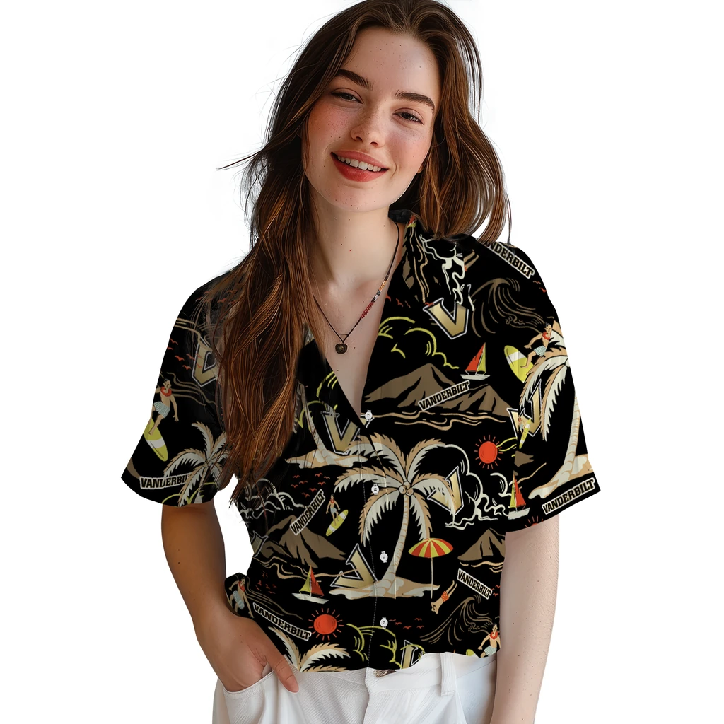 Vanderbilt Commodores Hawaiian Shirt - Palm Tree Island vanderbilt commodores palm tree island black hawaiian shirts latest model
