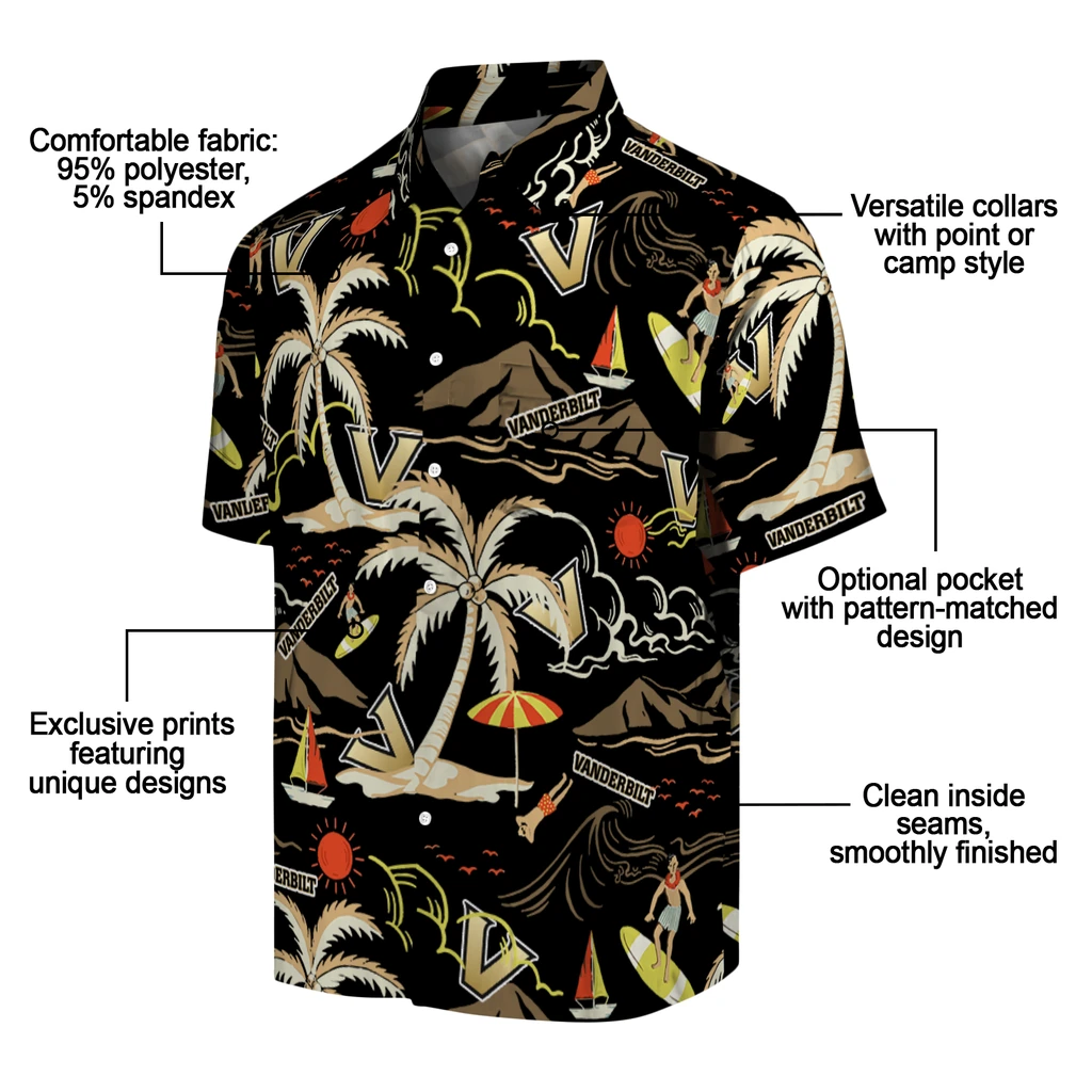 Vanderbilt Commodores Hawaiian Shirt - Palm Tree Island vanderbilt commodores palm tree island black hawaiian shirts new arrival