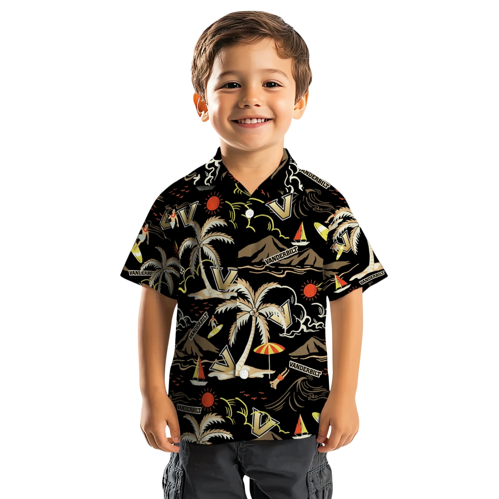 Vanderbilt Commodores Hawaiian Shirt - Palm Tree Island vanderbilt commodores palm tree island black hawaiian shirts top rated