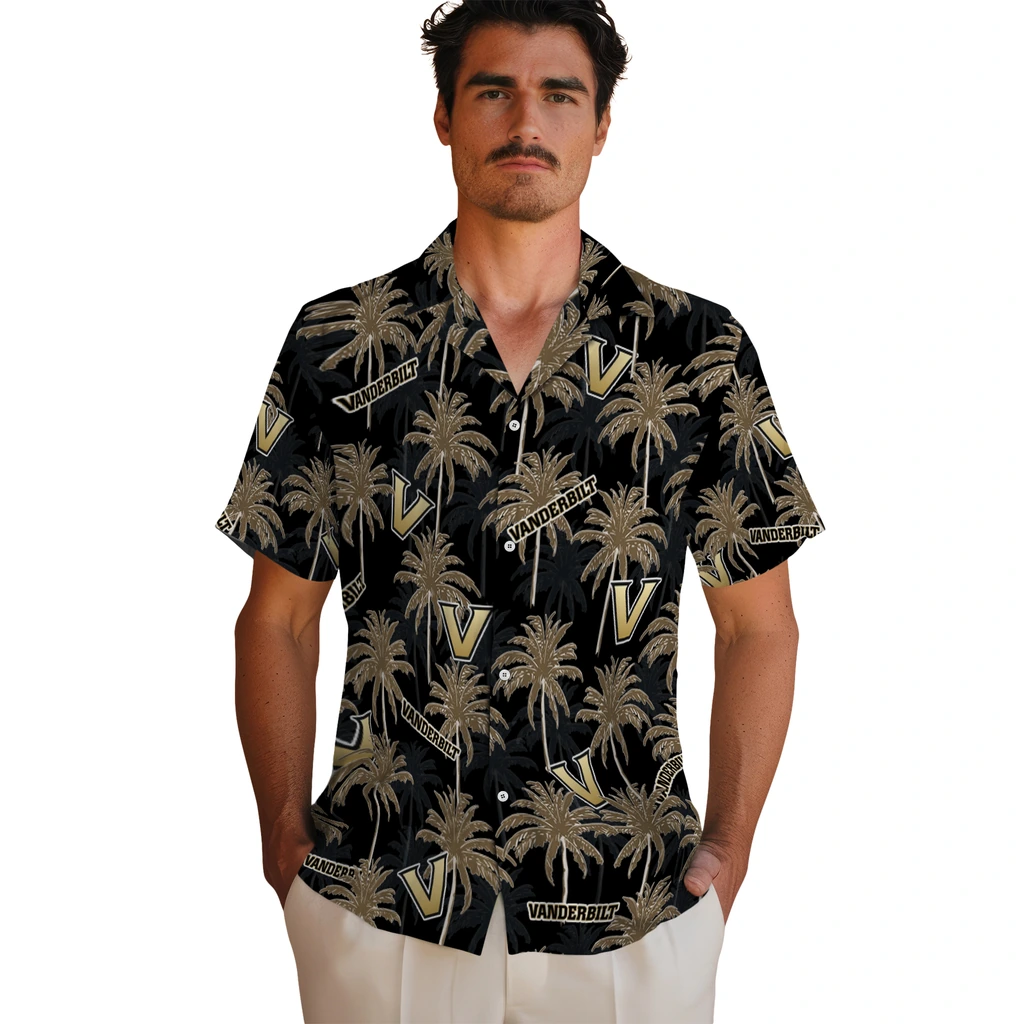 Vanderbilt Commodores Hawaiian Shirt - Palm Tree Motif vanderbilt commodores palm grove black hawaiian shirts fashion forward