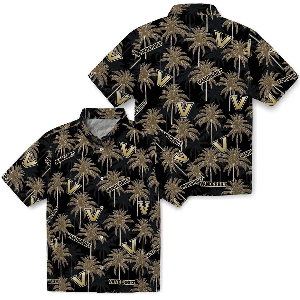 Vanderbilt Commodores Hawaiian Shirt - Palm Tree Motif vanderbilt commodores palm grove black hawaiian shirts high quality