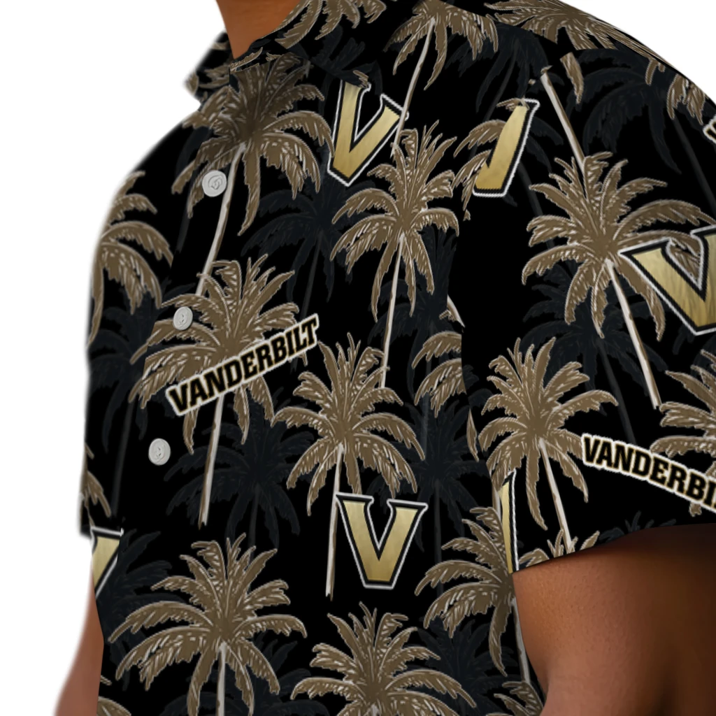 Vanderbilt Commodores Hawaiian Shirt - Palm Tree Motif vanderbilt commodores palm grove black hawaiian shirts trendy