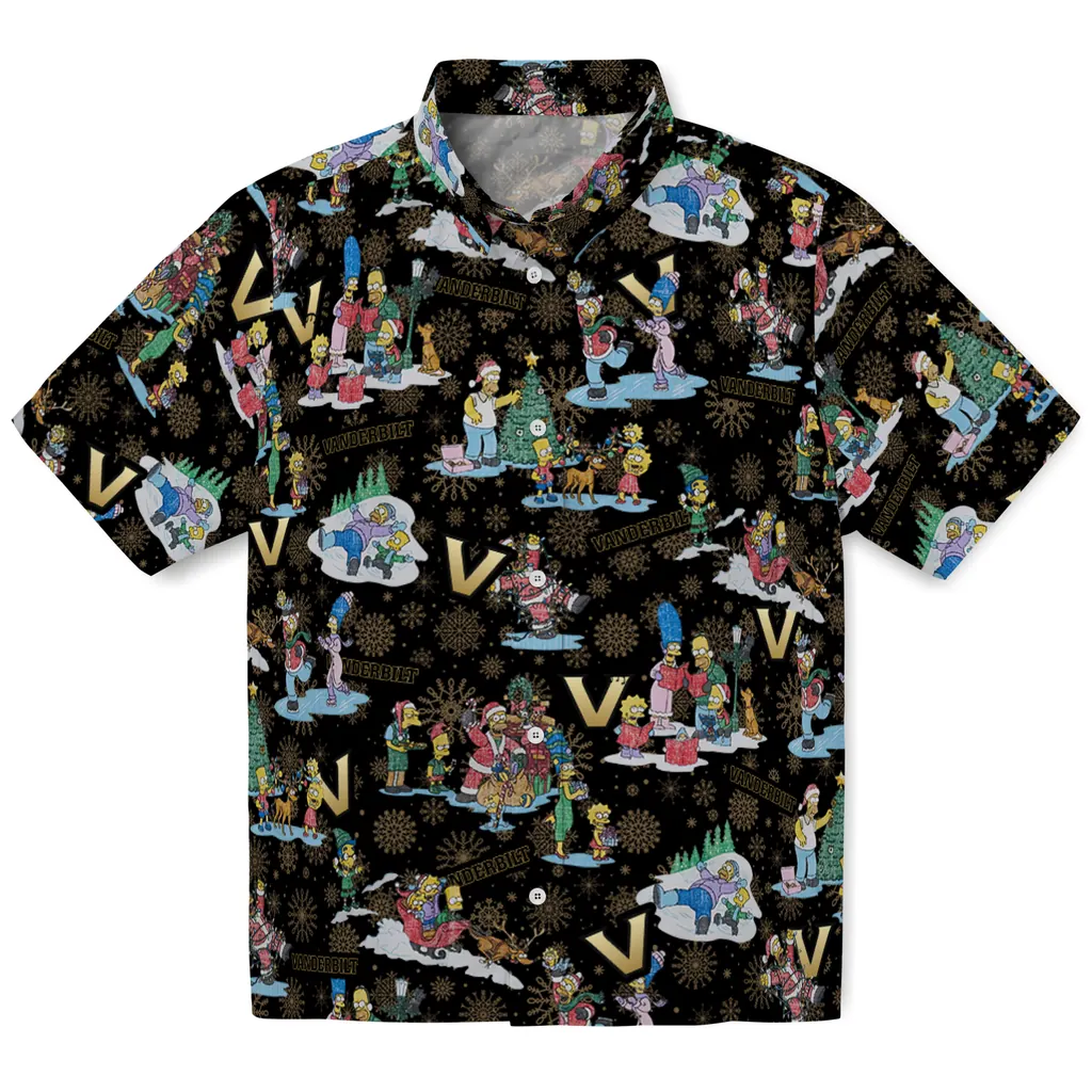 Vanderbilt Commodores Hawaiian Shirt - Simpsons Christmas vanderbilt commodores simpsons christmas black hawaiian shirts best selling