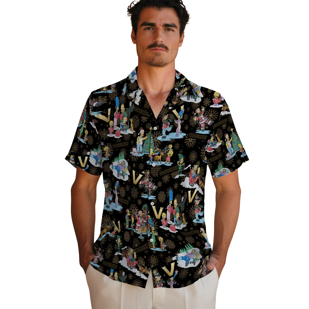 Vanderbilt Commodores Hawaiian Shirt - Simpsons Christmas vanderbilt commodores simpsons christmas black hawaiian shirts fashion forward