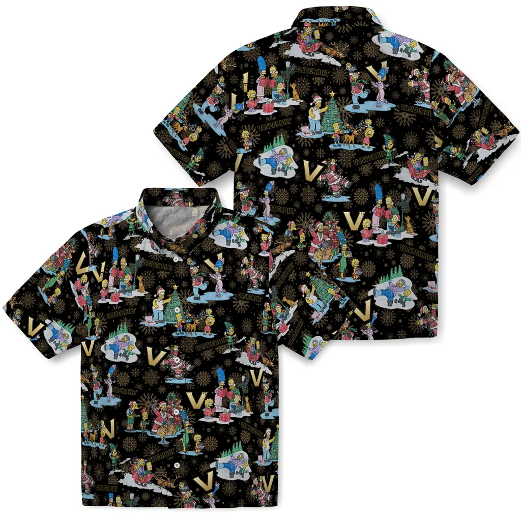 Vanderbilt Commodores Hawaiian Shirt - Simpsons Christmas vanderbilt commodores simpsons christmas black hawaiian shirts high quality