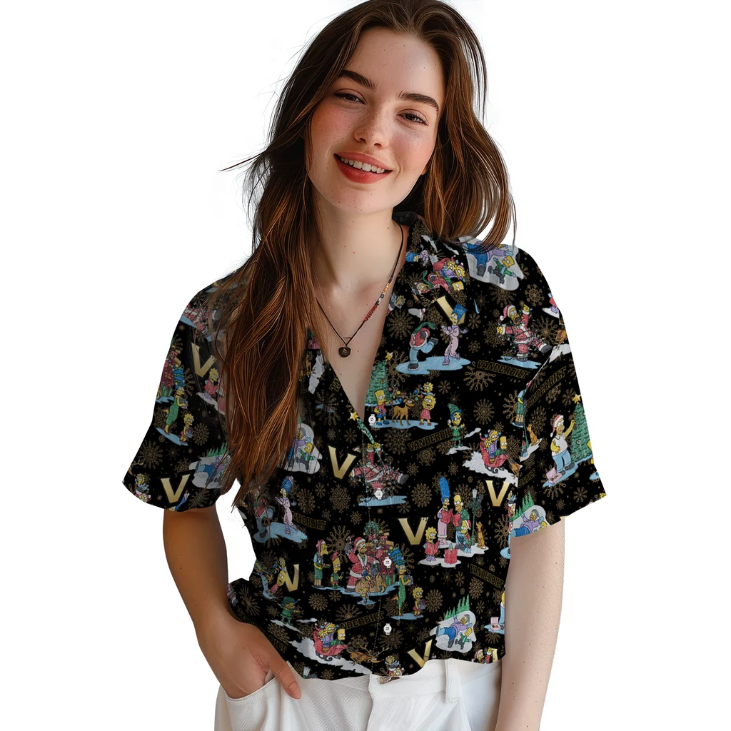 Vanderbilt Commodores Hawaiian Shirt - Simpsons Christmas vanderbilt commodores simpsons christmas black hawaiian shirts latest model