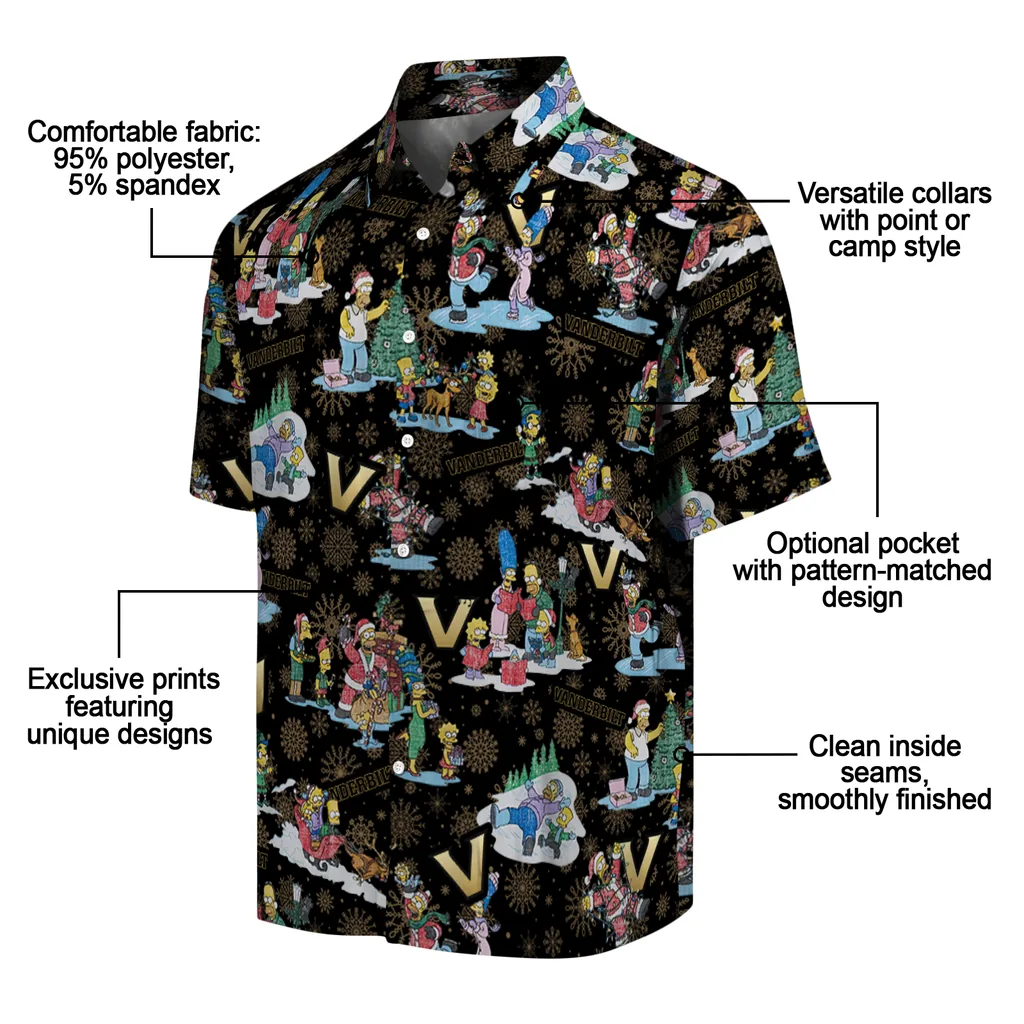 Vanderbilt Commodores Hawaiian Shirt - Simpsons Christmas vanderbilt commodores simpsons christmas black hawaiian shirts new arrival