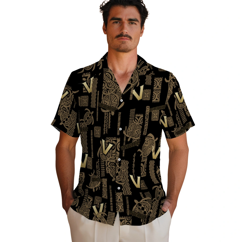 Vanderbilt Commodores Hawaiian Shirt - Turtle Lines vanderbilt commodores turtle lines black hawaiian shirts fashion forward