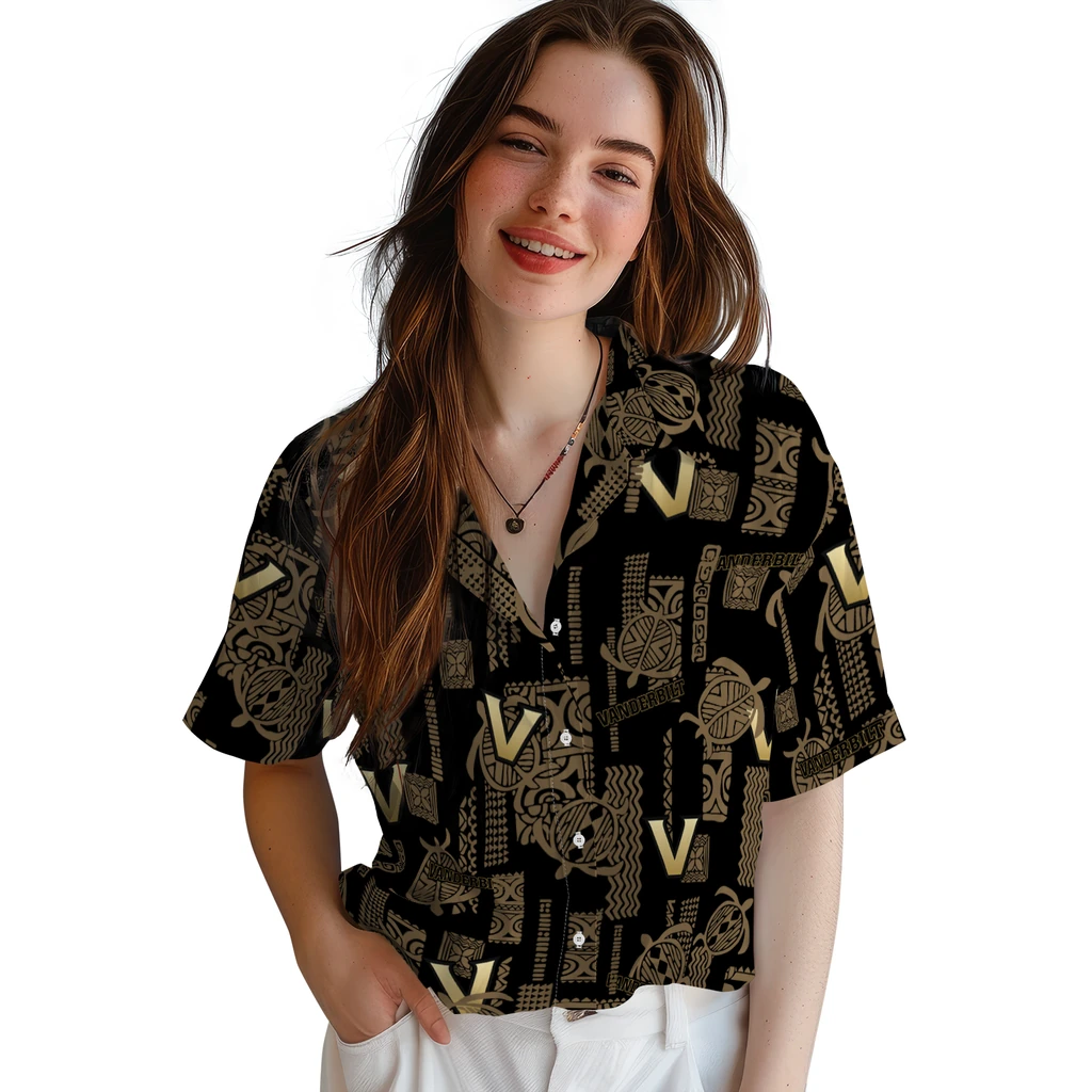 Vanderbilt Commodores Hawaiian Shirt - Turtle Lines vanderbilt commodores turtle lines black hawaiian shirts latest model