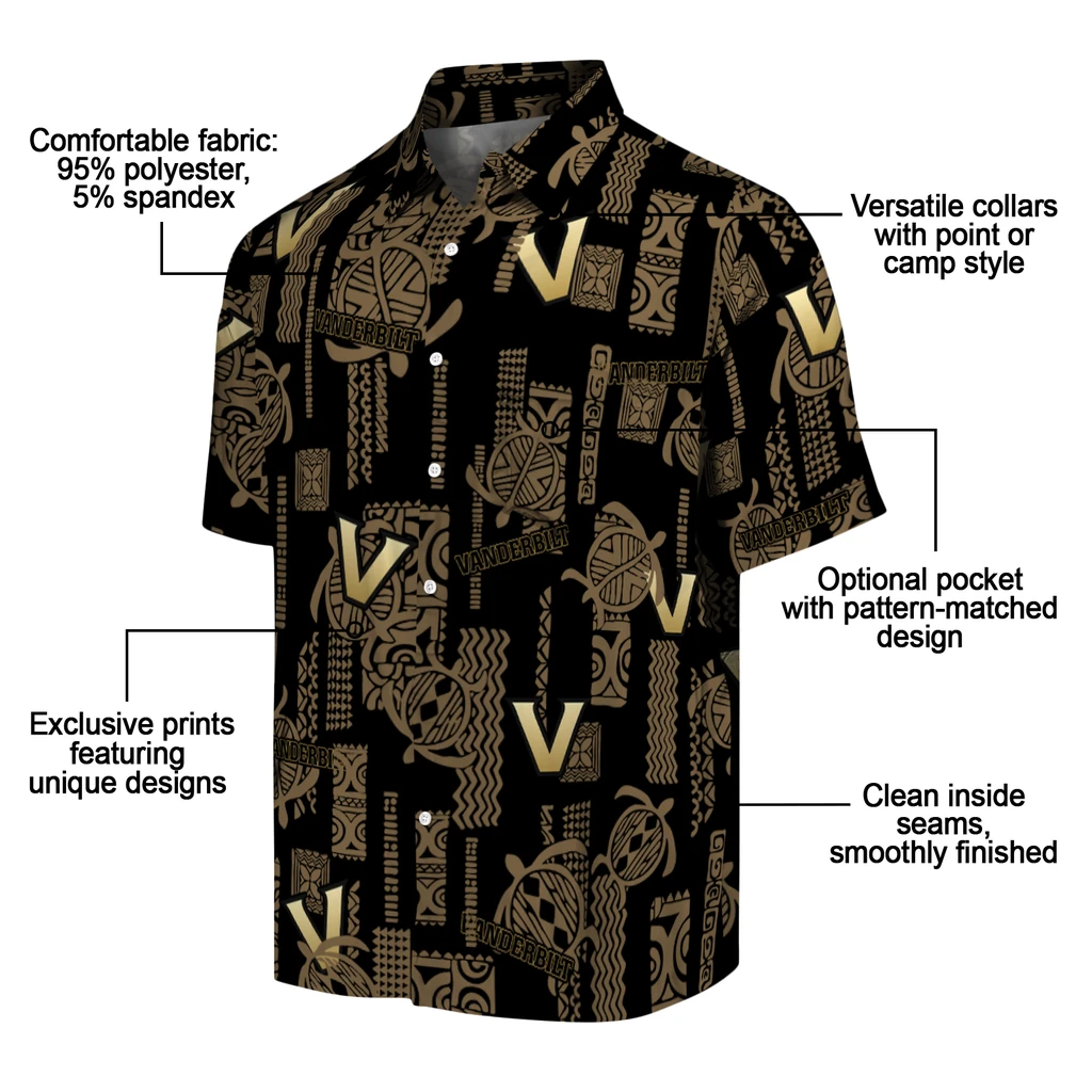 Vanderbilt Commodores Hawaiian Shirt - Turtle Lines vanderbilt commodores turtle lines black hawaiian shirts new arrival
