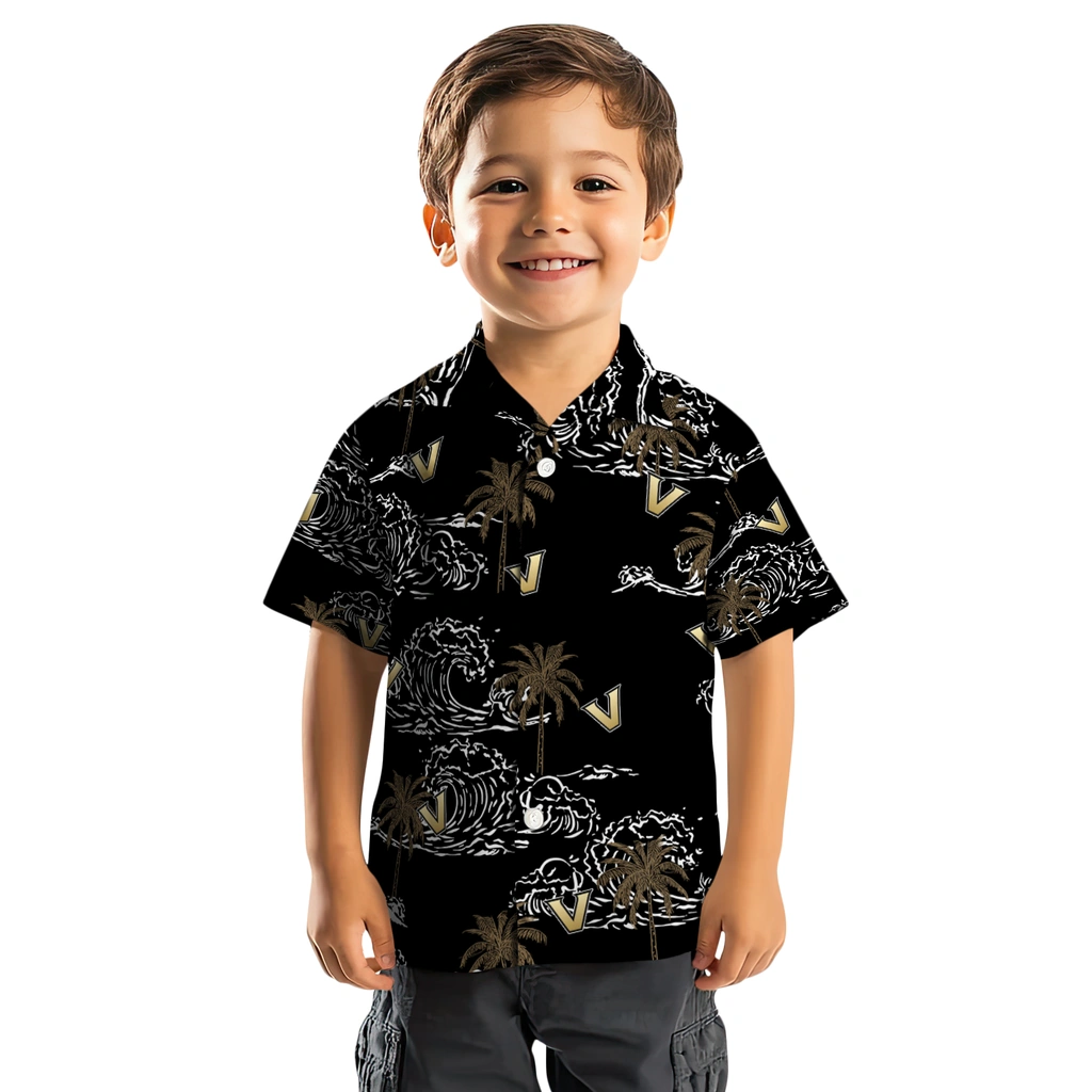 Vanderbilt Commodores Hawaiian Shirt - Wave Palm vanderbilt commodores wave palm black hawaiian shirts top rated
