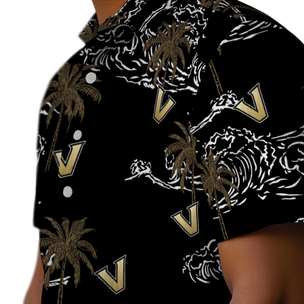 Vanderbilt Commodores Hawaiian Shirt - Wave Palm vanderbilt commodores wave palm black hawaiian shirts trendy
