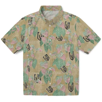 vegas golden knights anthurium overlay tan hawaiian shirts best selling