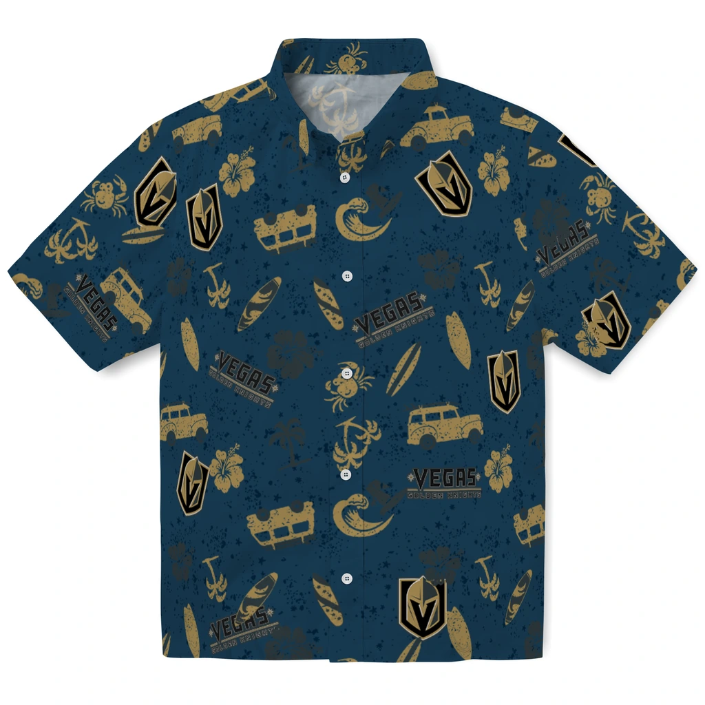 Vegas Golden Knights Hawaiian Shirt - Beach Vibe vegas golden knights beach vibe navy hawaiian shirts best selling