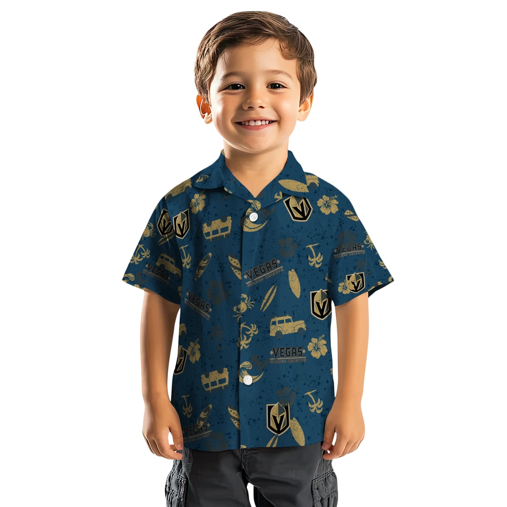 Vegas Golden Knights Hawaiian Shirt - Beach Vibe vegas golden knights beach vibe navy hawaiian shirts top rated