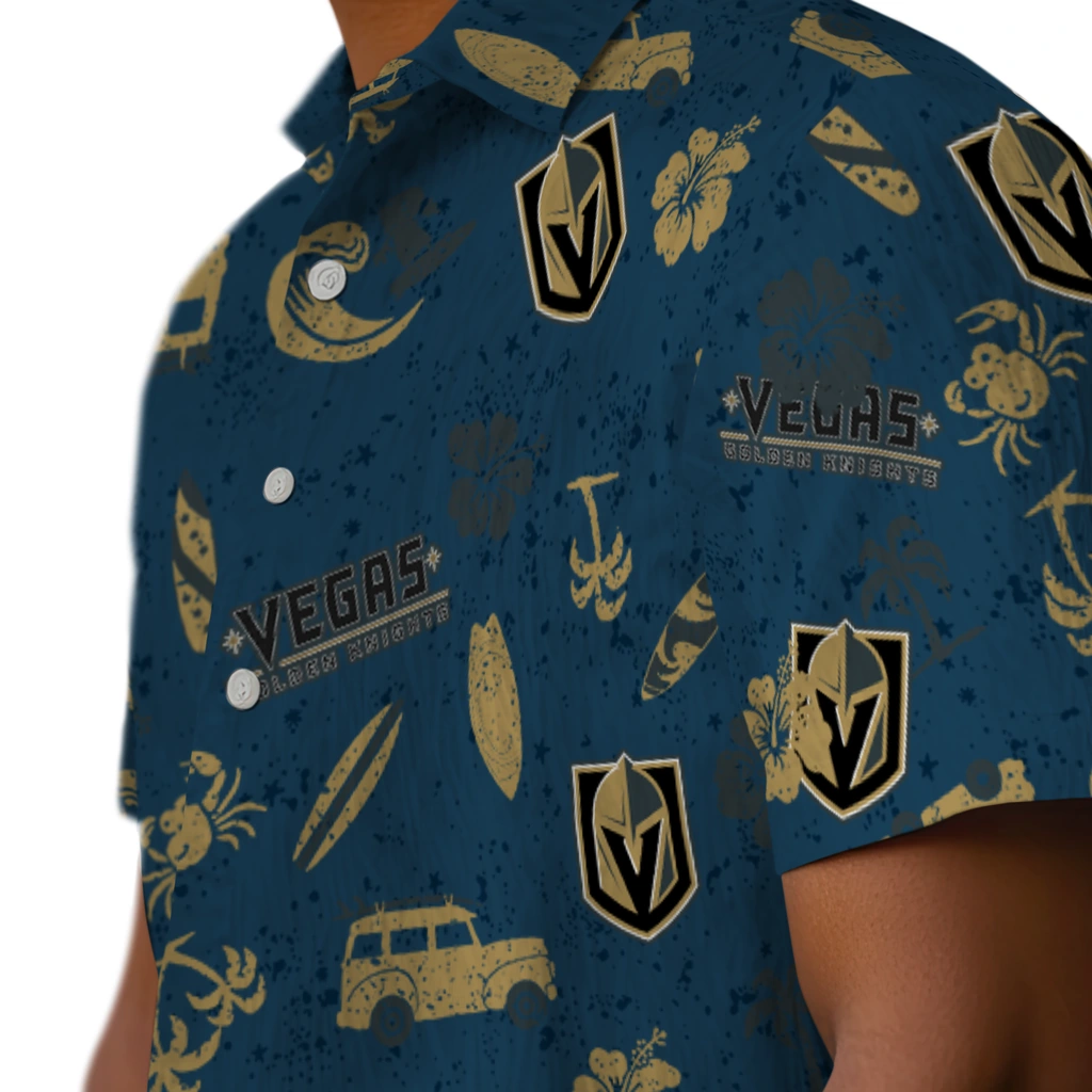 Vegas Golden Knights Hawaiian Shirt - Beach Vibe vegas golden knights beach vibe navy hawaiian shirts trendy