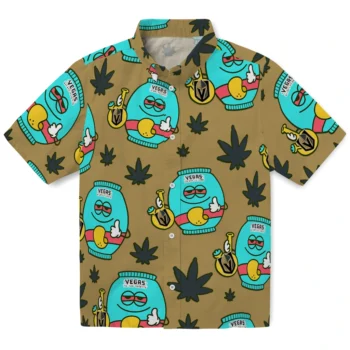 vegas golden knights bong smile tan hawaiian shirts best selling