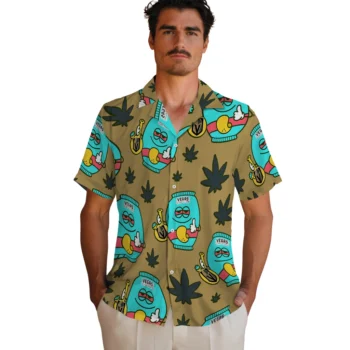 vegas golden knights bong smile tan hawaiian shirts fashion forward