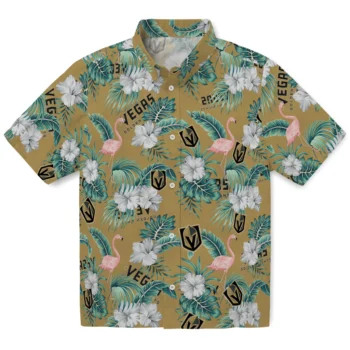 vegas golden knights flamingo palms tan hawaiian shirts best selling