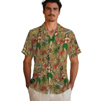 vegas golden knights hawaiian girls design tan hawaiian shirts fashion forward