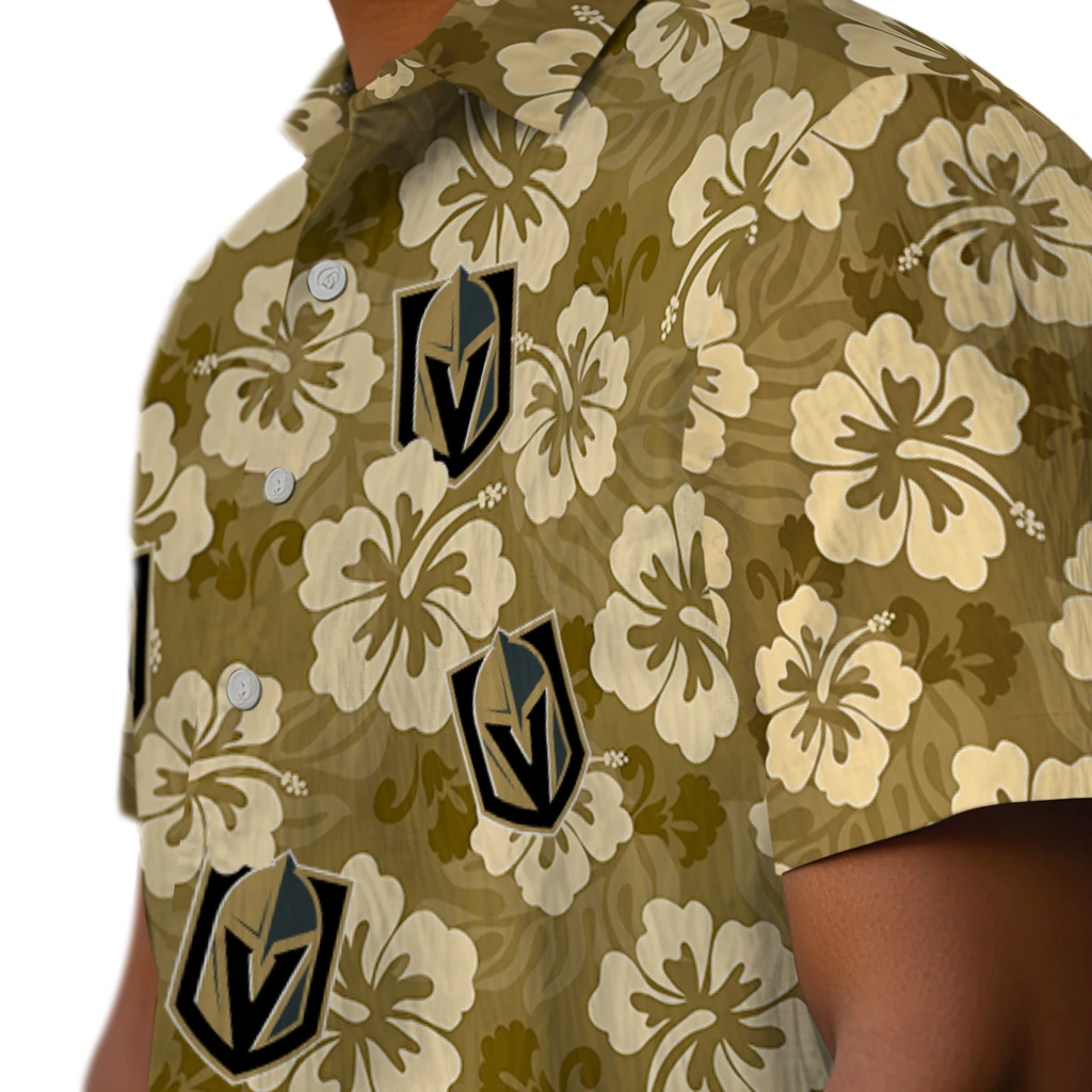 Vegas Golden Knights Hawaiian Shirt - Hibiscus Cluster vegas golden knights hibiscus cluster tan hawaiian shirts trendy