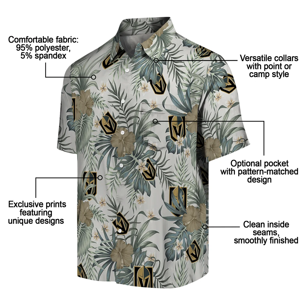 Vegas Golden Knights Hawaiian Shirt - Hibiscus Designs vegas golden knights hibiscus designs beige hawaiian shirts new arrival