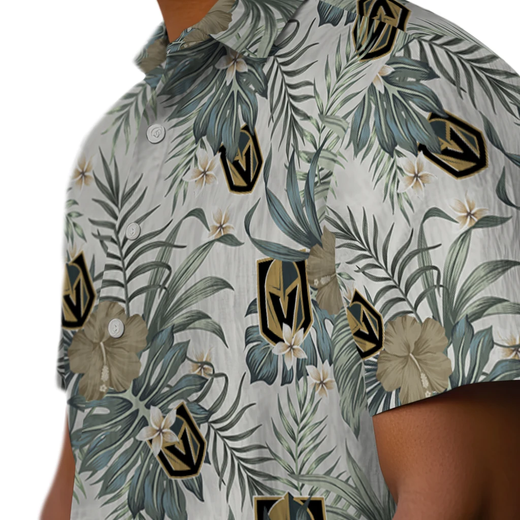 Vegas Golden Knights Hawaiian Shirt - Hibiscus Designs vegas golden knights hibiscus designs beige hawaiian shirts trendy