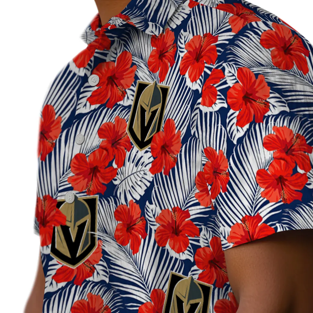 Vegas Golden Knights Hawaiian Shirt - Hibiscus Fiesta vegas golden knights hibiscus fiesta red royal blue hawaiian shirts trendy