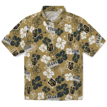 vegas golden knights hibiscus bloom tan hawaiian shirts best selling