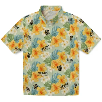 vegas golden knights hibiscus mood pale lime yellow hawaiian shirts best selling