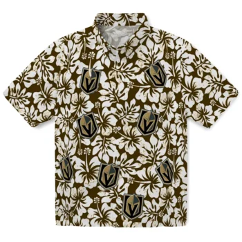 vegas golden knights hibiscus motif tan white hawaiian shirts best selling