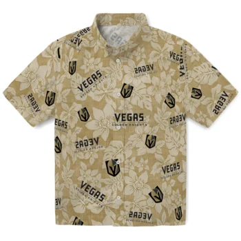vegas golden knights hibiscus oasis tan hawaiian shirts best selling