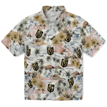 vegas golden knights hibiscus seaside white hawaiian shirts best selling