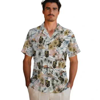 vegas golden knights hibiscus seaside white hawaiian shirts fashion forward