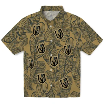 vegas golden knights leaf outline tan hawaiian shirts best selling