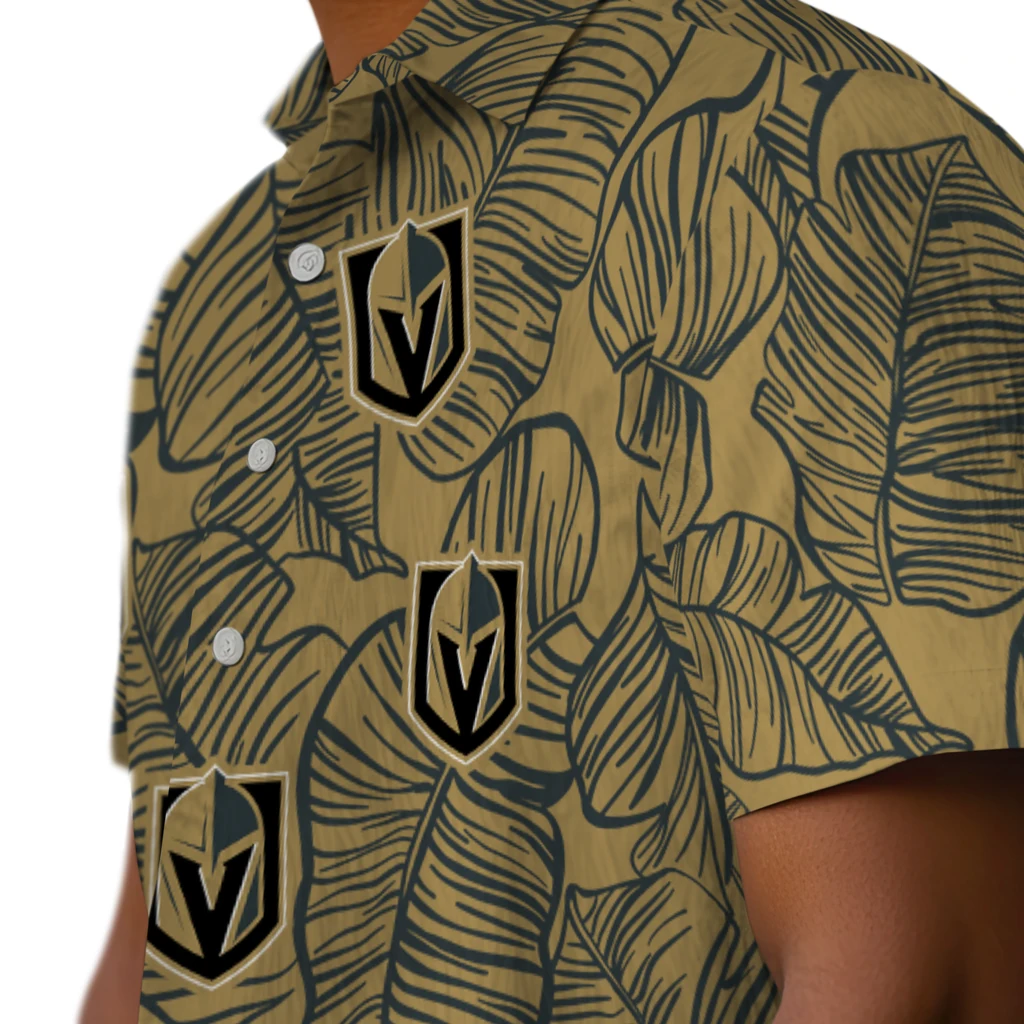 Vegas Golden Knights Hawaiian Shirt - Leaf Outline vegas golden knights leaf outline tan hawaiian shirts trendy