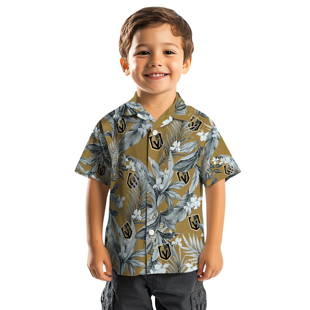 Vegas Golden Knights Hawaiian Shirt - Palm Leaves vegas golden knights palm leaves tan hawaiian shirts top rated