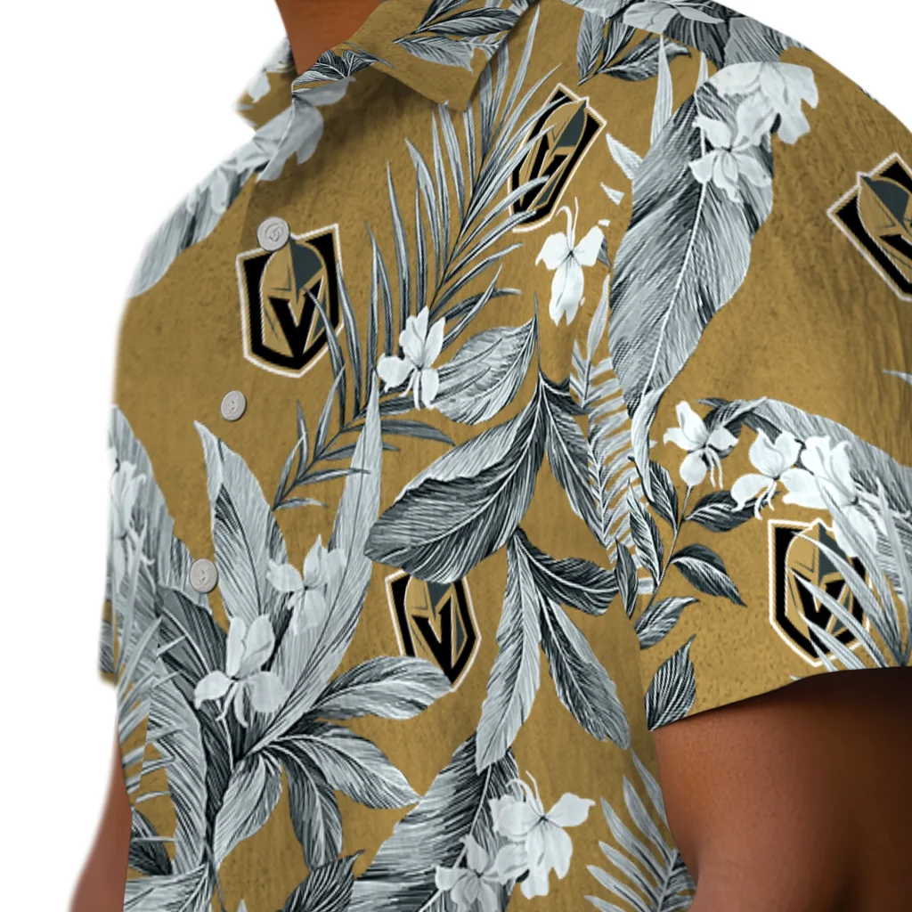 Vegas Golden Knights Hawaiian Shirt - Palm Leaves vegas golden knights palm leaves tan hawaiian shirts trendy
