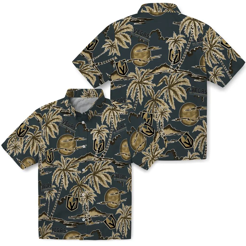 Vegas Golden Knights Hawaiian Shirt - Palm Sunset vegas golden knights palm sunset hawaiian shirts high quality