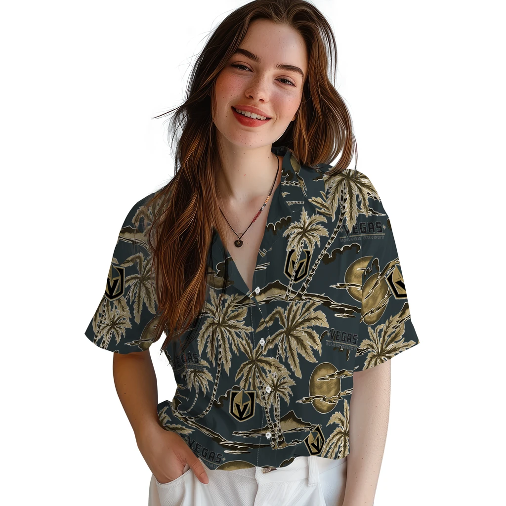 Vegas Golden Knights Hawaiian Shirt - Palm Sunset vegas golden knights palm sunset hawaiian shirts latest model