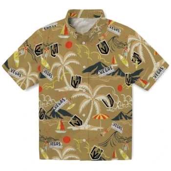 vegas golden knights palm tree island tan hawaiian shirts best selling